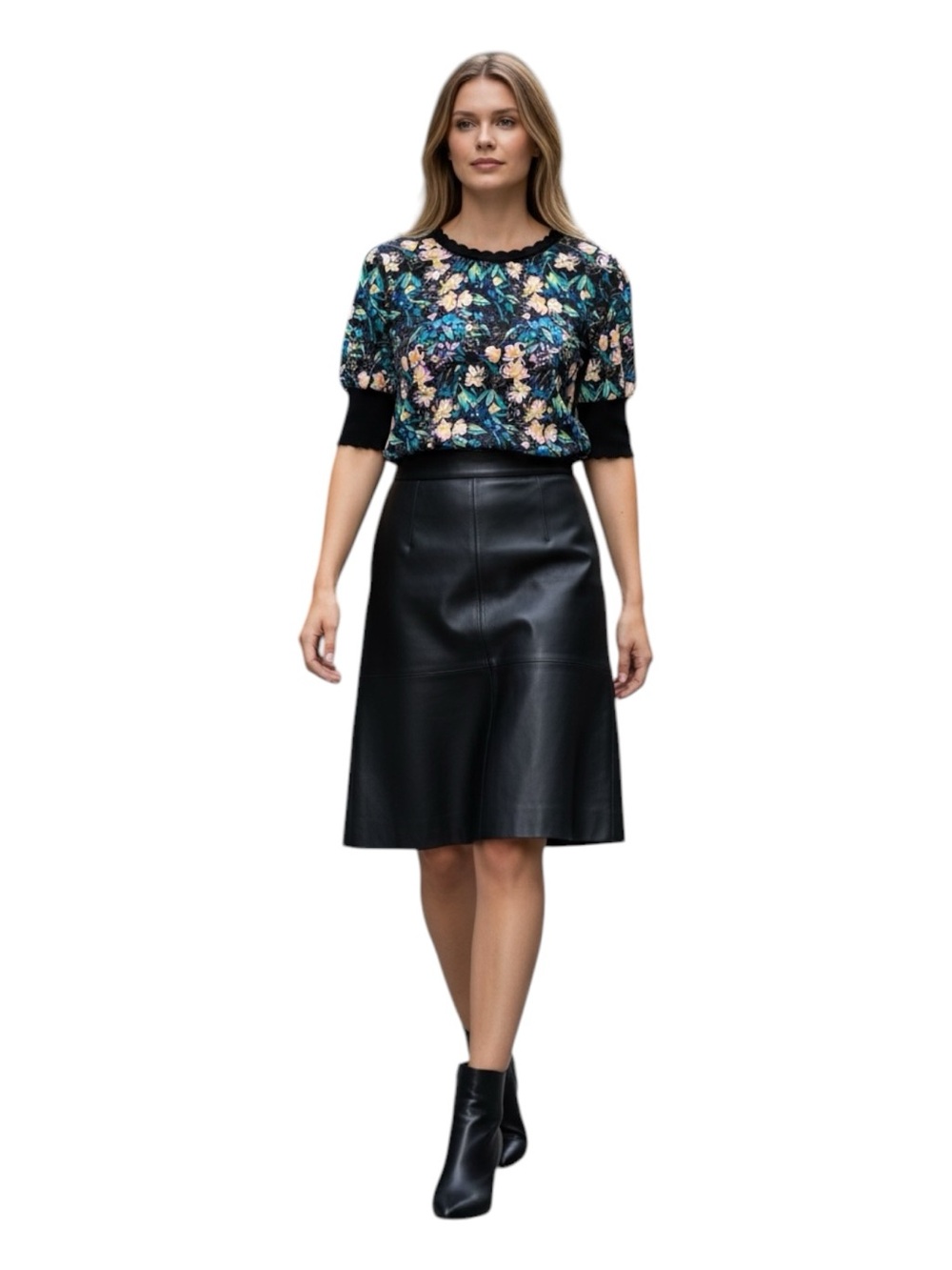 Ted Baker Black Floral Short Sleeve Top